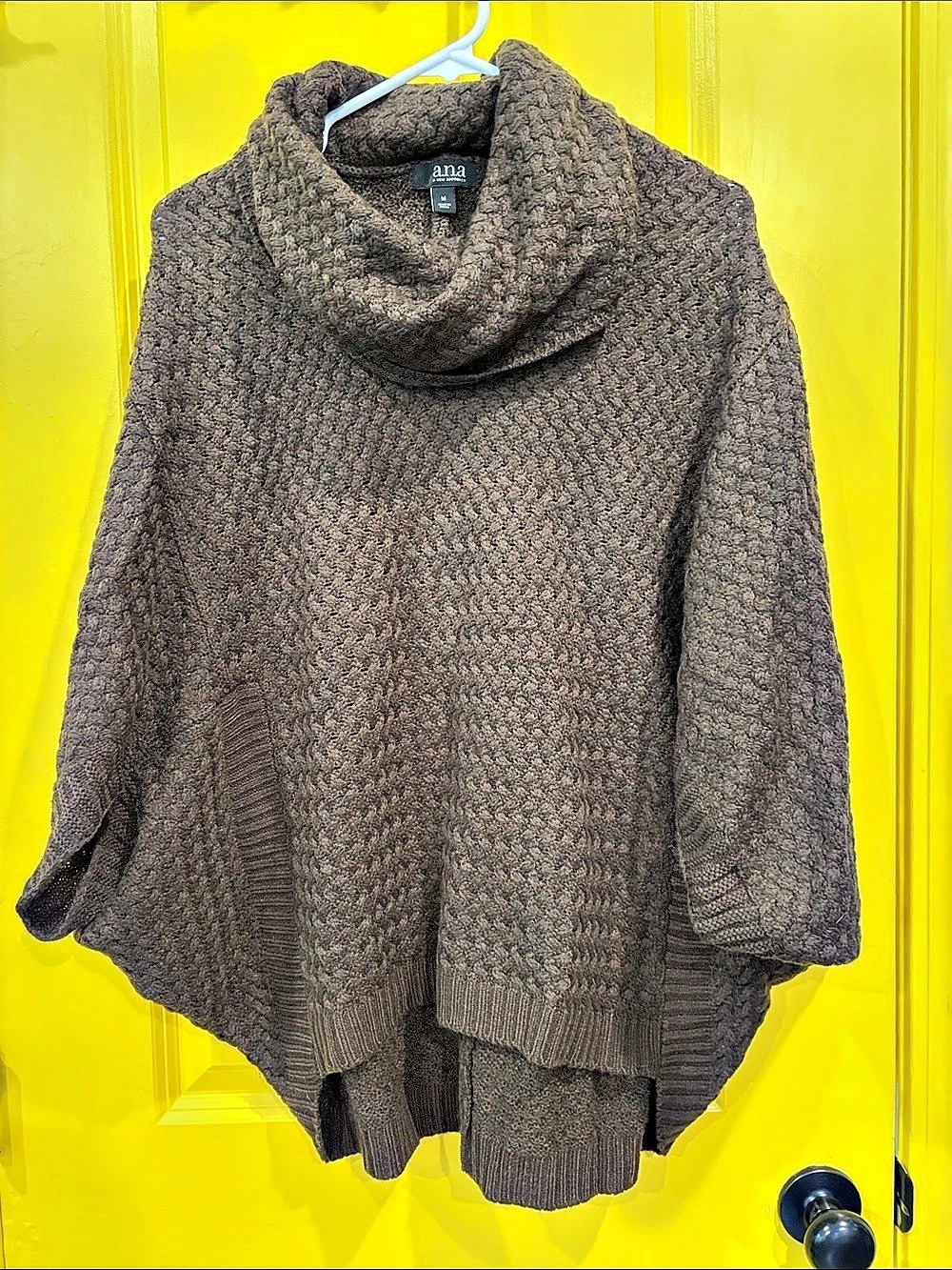 ana Cowl Neck Poncho in Brown Size Medium Like New